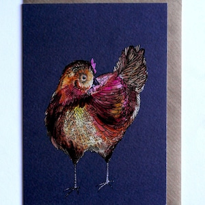 Carte de poulet, Carte de poule, Art du poulet, Carte illustrée Dorothy the Chicken, Carte de Pâques