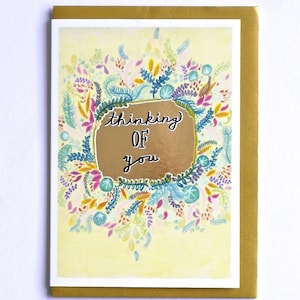 Carte Penser à vous, Carte de sympathie, Carte feuilletée illustrée, Carte florale Penser à vous