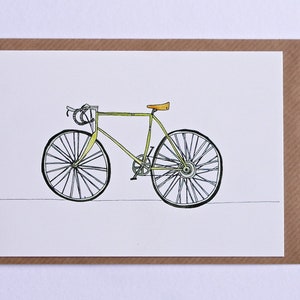 Racer Bike Card, Hand Illustrated Greetings Card, bike card, racing bike card, retro bike card, blank bike card, illustrated bike card