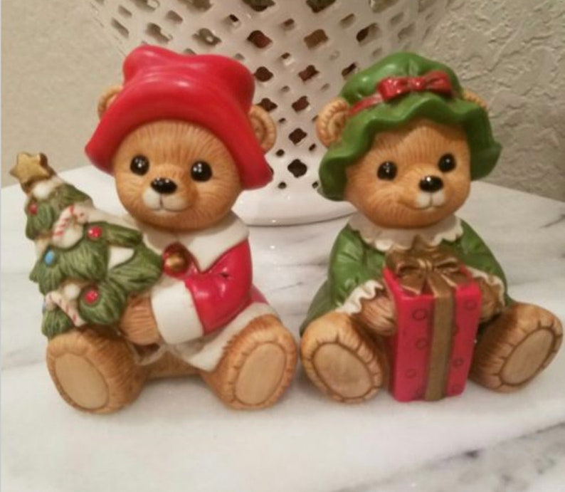 Home Interiors Homco Christmas Bear Figurines Decor Collectibles