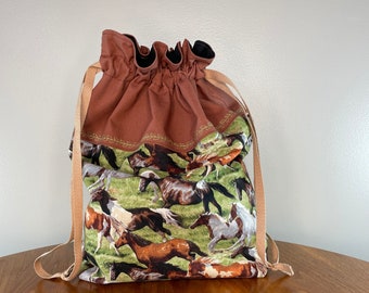 Horse Gift Bag   |   Horse Bag   |  Horse Storage Bag   |  Reusable Gift Bag  |  Lined Drawstring Bag | Fabric Gift Bag  |  Horse Gift