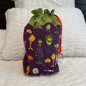Sac cadeau monstre | Sac d'Halloween | Sac de rangement Monster | Sac cadeau réutilisable | Sac à cordon doublé | Sac cadeau en tissu