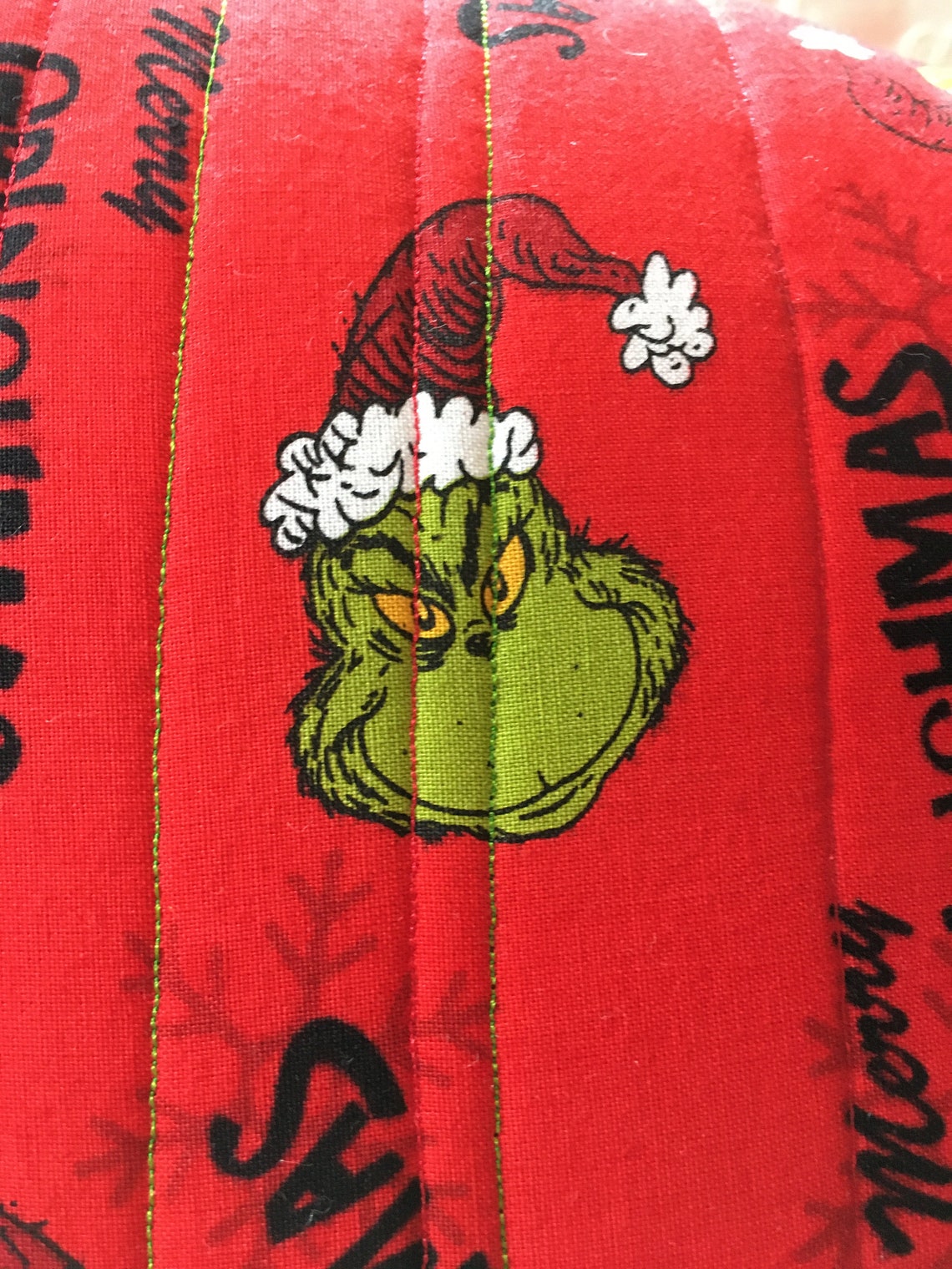 The Grinch Quilted Throw Pillow Cover Fits 16x16 Pillow Etsy