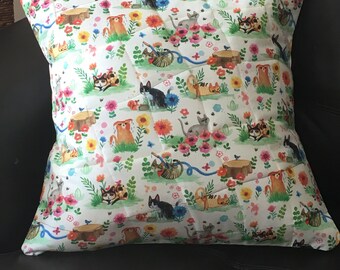 Katzen-Kissenbezug | Grouchy Katzen | Gesteppter Kissenbezug | passend für 18x18 cm Kissenform | Katze Geschenk | Katzenliebhaber Geschenk | Lustige Katzen