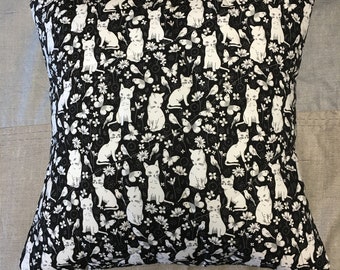Katzen-Kissenbezug |  Katzenkissen |  Katze Geschenk | Gesteppter Kissenbezug | passend für 18x18 Kissenform