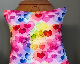 Heart Pillow Cover  |  Heart Pillow | Quilted Throw Pillow Cover | fits 18x18 pillow form  |  Heart Gift  |  Love Gift  |  Valentine