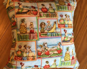 Badeobst Damen - Gesteppter Kissenbezug - passend für 18x18 Kissenform