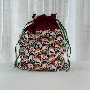 Sac cadeau de Noël | Sac de rangement bonhomme de neige |  Sac cadeau réutilisable |  Sac cadeau bonhomme de neige |  Sac à cordon doublé | Sac cadeau en tissu