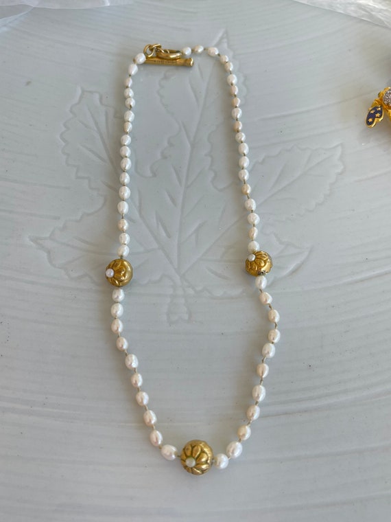 Beautiful Vaubel  Fresh Water Pearl  Gold Necklace