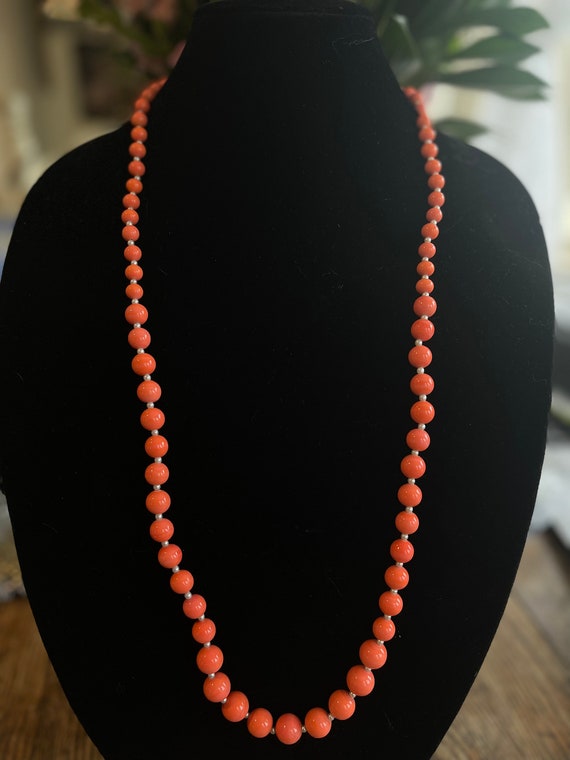 Yves Saint Laurent Faux Coral Pearl Necklace