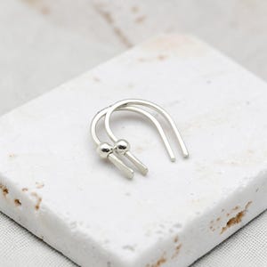 Tiny Handmade Sterling Silver Hugger Earrings: Minimalist Threader Hoops