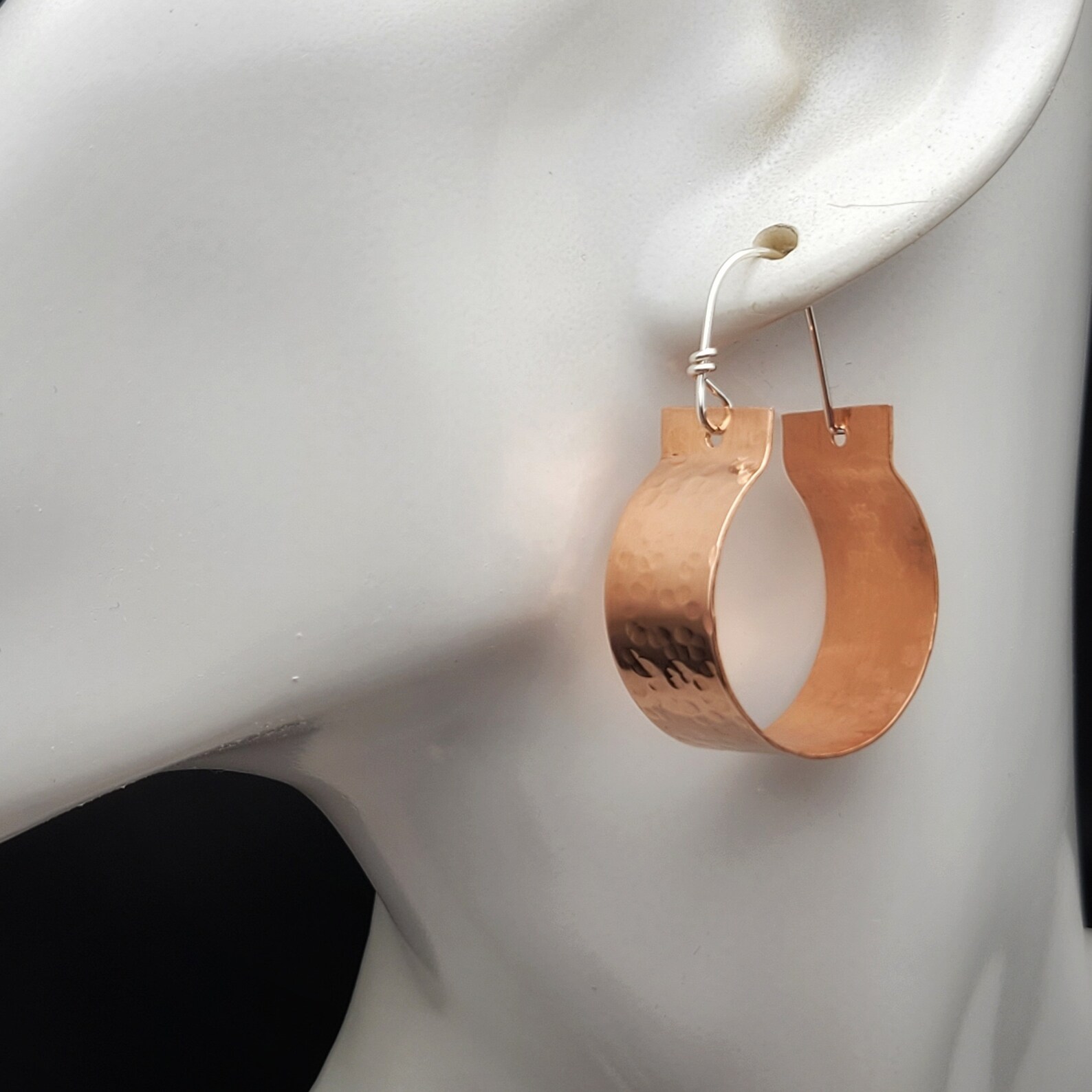 Hammered Copper Hoop Earrings Large Copper Hoops Rose Gold Etsy