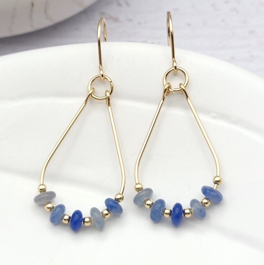 Adorne Bead and Raffia Event Hoops in Blue AEA3416