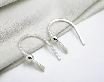 Handmade Sterling Silver Hugger Earrings: Minimalist Threader Hoops