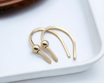 Handmade 14k Gold Filled Hugger Earrings: Minimalist Threaders