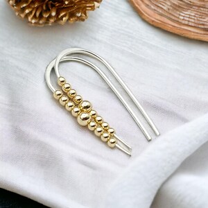 Handmade Sterling Silver Threader Earrings: 14k Gold Filled Beads