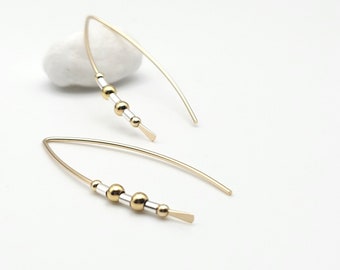 Handmade Threader Earrings, Minimalist 14k Gold Filled & Silver Threader Earrings with Sterling Handmade Jewelry, Modern Earrings