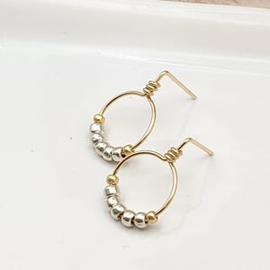 Handmade Gold & Silver Beaded Studs, Gold Hoops, Gold Studs, Mixed Metal Earrings, Gift for Her, Minimalist Earrings