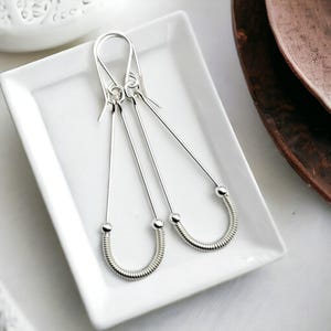 Silver Hoop Earrings, Modern Sterling Silver Coil Hoop Earrings - Handmade Hoop Earrings - Minimalist Hoops - Mixed Metal Earrings