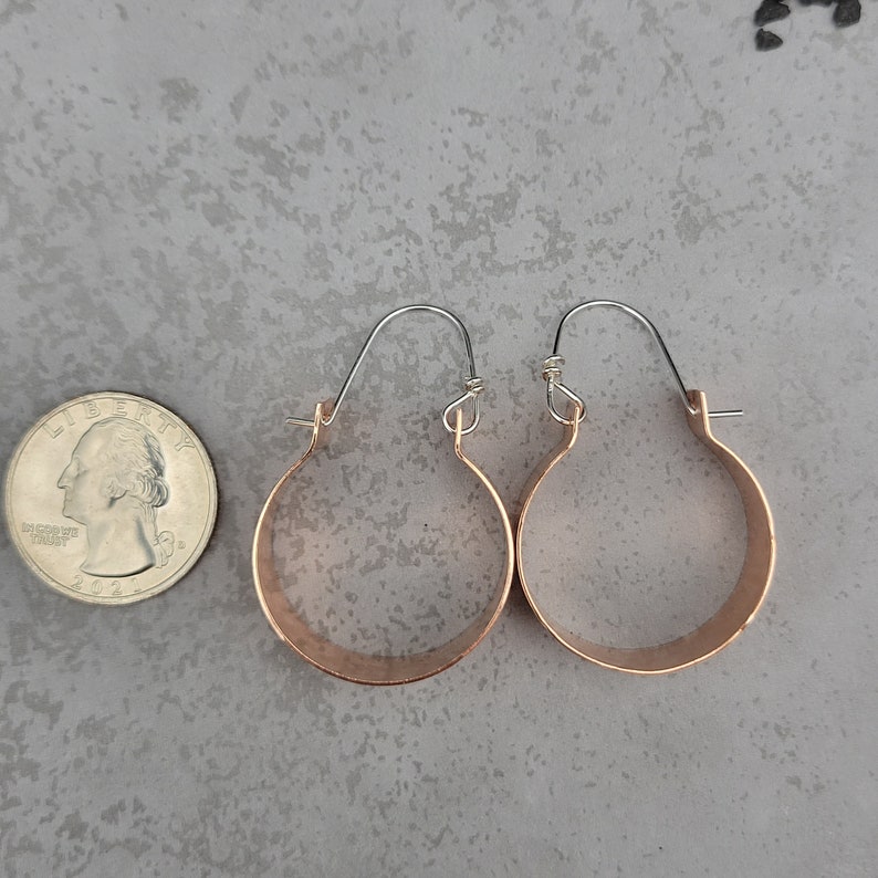 Hammered Copper Hoop Earrings Large Copper Hoops Rose Gold Etsy
