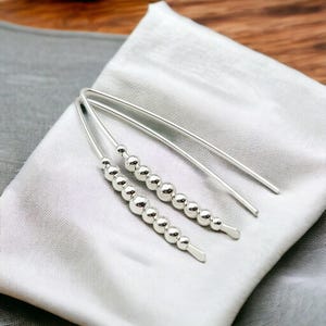Handmade Sterling Silver Threader Earrings: Modern Beaded Style