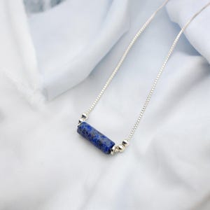 Adjustable Sterling Silver Lapis Lazuli Necklace - Handmade Gemstone Chain Necklace - Gift for Her