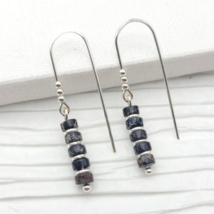 Handmade Black Jasper and Sterling Silver Dangle Earrings