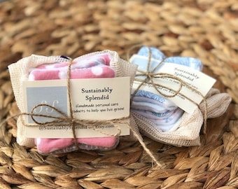 Reusable Makeup Remover Pads + Laundry  Bag, Sustainable Cotton Rounds, Soft Reusable Face Wipes