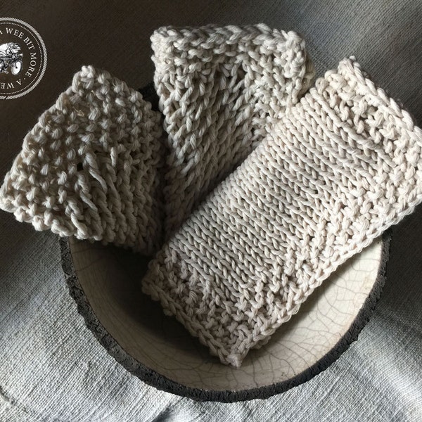 Knit Washcloth with Crochet Border, Vegan Dishcloths, Crochet Textured Washcloth, Handmade 100% Cotton Cloths, Made to Order Washcloths