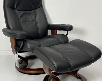 Ekornes Stressless Yellow Leather Medium CONSUL Swivel Recliner