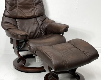 Ekornes Stressless Small RUBY Aqua Green / Blue Leather Recliner