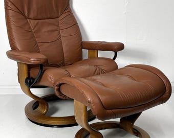 Ekornes Stressless Yellow Leather Medium CONSUL Swivel Recliner