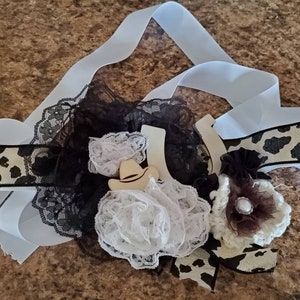 Cowprint Western Maternity Sash, Cowboy Baby Shower, Cowgirl Baby Shower,
