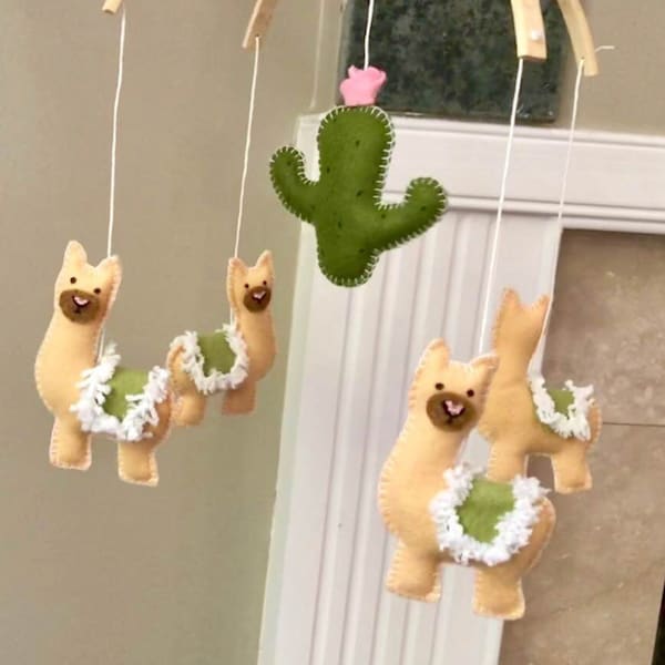 Llama baby mobile, llama cot mobile, alpaca, farm mobile, camel, goats, cute country, nature, wool, farm animals, horse