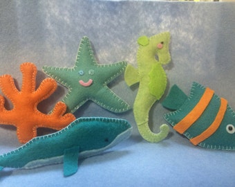 Hand Sewn Sea Creature Baby Mobile, Ocean Nursery Decor