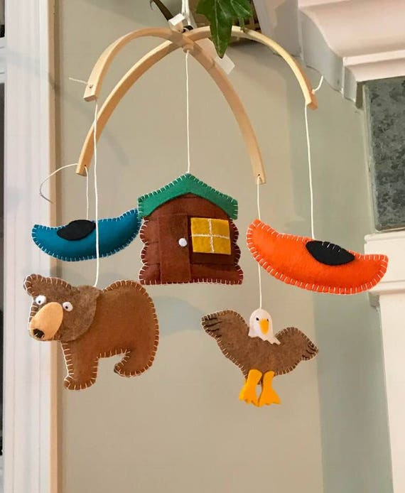 Baby Crib Mobile Alaska Mobile Camping Mobile Cabin Eagle Etsy