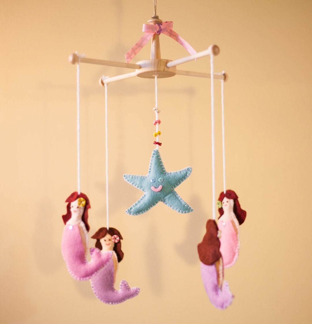 Felt Mermaid, Baby Crib Mobile, Mermaid Mobile, Little Mermaid, Ocean