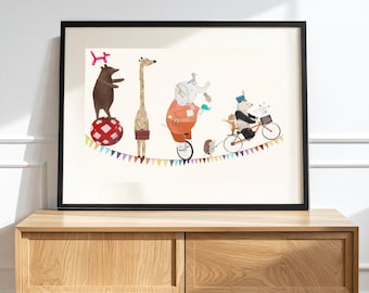 Le Cirque Animal. Nursery Wall Art – Woodland Animals Print for Kids Room