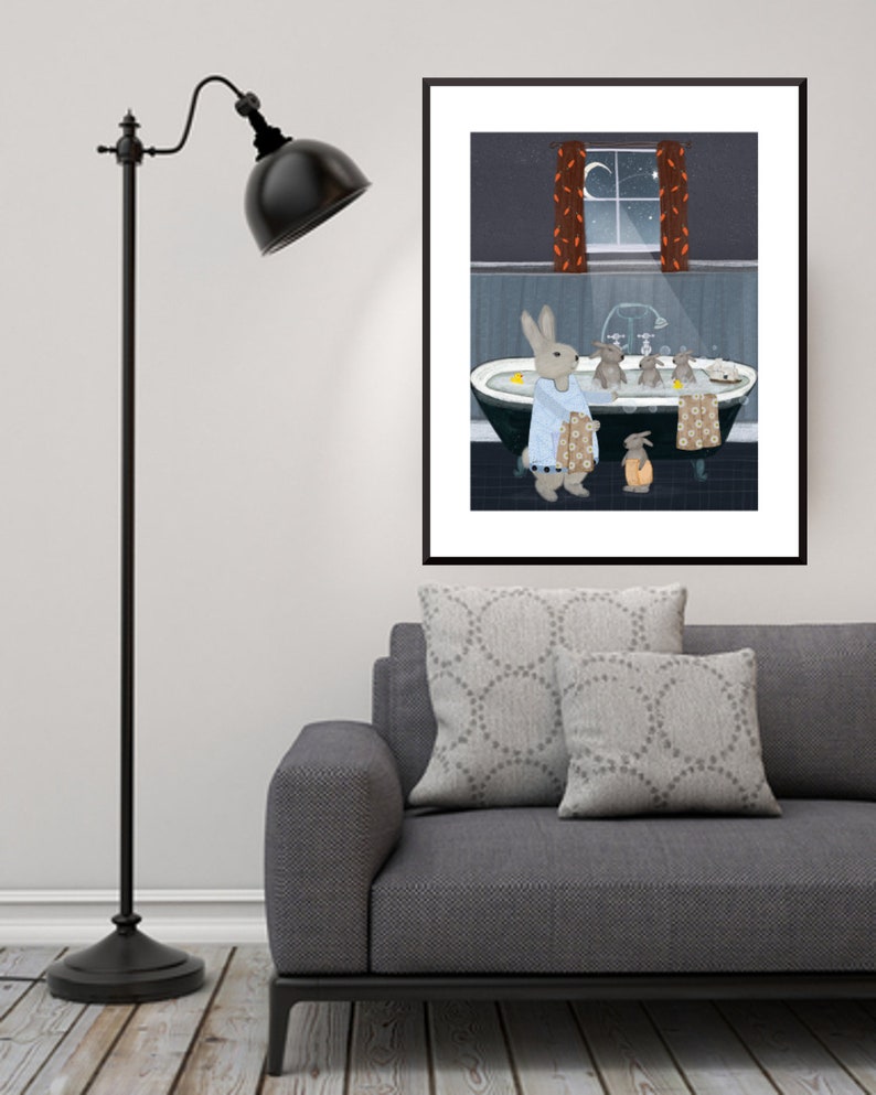 Bunny Bath Time. Bathroom Wall Art Bathroom Decor Nursery Etsy