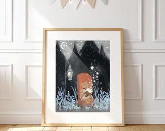 The little book of Stars Nursery print, woodland animals print, children’s wall art