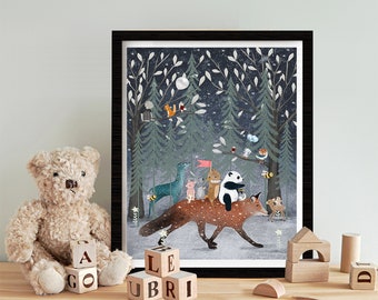 The Starlight Fox. Nursery art, Children's wall art, Woodland nursery, Children's picture, Nursery prints, Baby nursery, Whimsical wall art