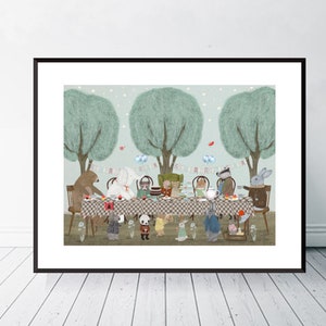 Little Tea Party. Nursery art, Children's wall art, party theme, Woodland Baby nursery art, Children's picture, Nursery prints, Whimsical