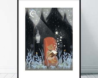 The Little Book of Stars. Children&#39;s wall art, Nursery art, Baby nursery decor, Neutral nursery art, Nature wall art, Whimsical wall art