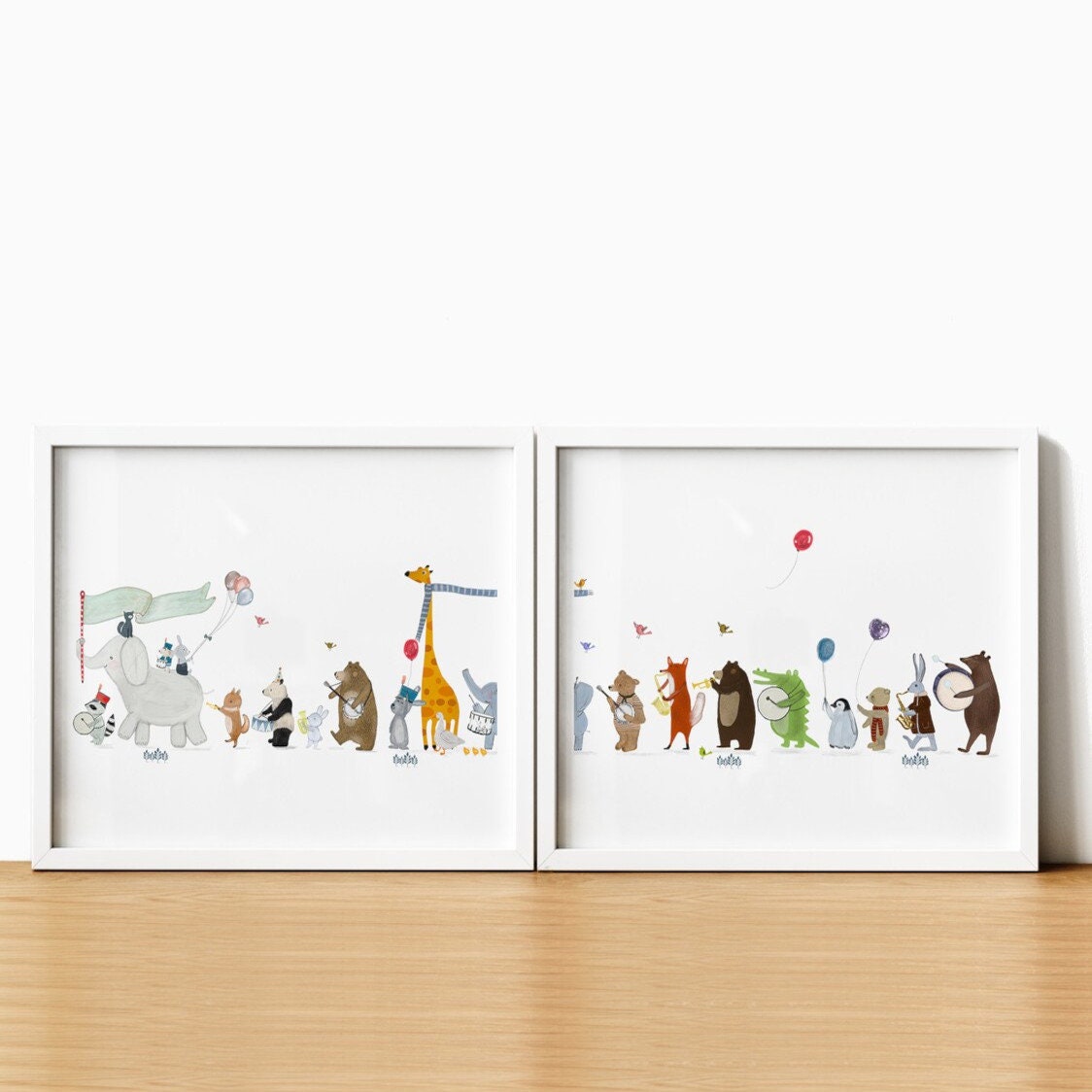 The Big Little Parade. Nursery art, Children's wall art, Woodland nursery, Music wall art, Nature wall art, Woodland animals, Whimsical art
