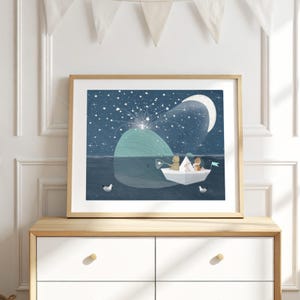 Creating little stars Nursery Wall Art – Nautical and forest Animals Print for Kids Room