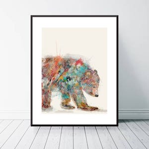 The Nature Bear. Nature wall art, Watercolor bear, Woodland animals, Woodland theme, Whimsical wall art, Giclee art prints