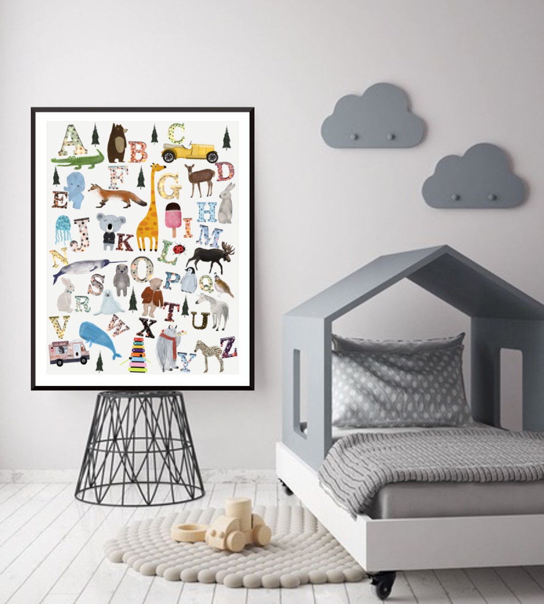 Nursery Alphabet Chart, Alphabet Wall Art, Alphabet Poster, Nursery Art ...