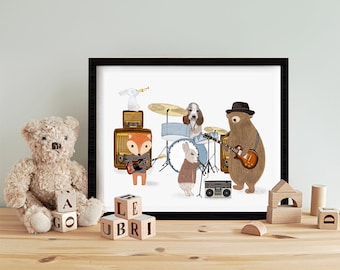 Little Rock stars .Nursery wall art, Baby nursery decor, Music wall art,  Fun theme, Children's wall art, Children's picture, Whimsical art