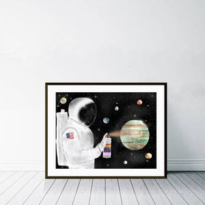 Space Graffiti. Solar system print, Space wall art, Retro space art, Nursery space theme, Children's wall art, Astronaut posters