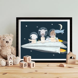 Little Space Adventure. Nursery art, Nursery space theme, Astronaut poster, Childrens wall art, Adventure theme, Spaceship poster, Whimsical